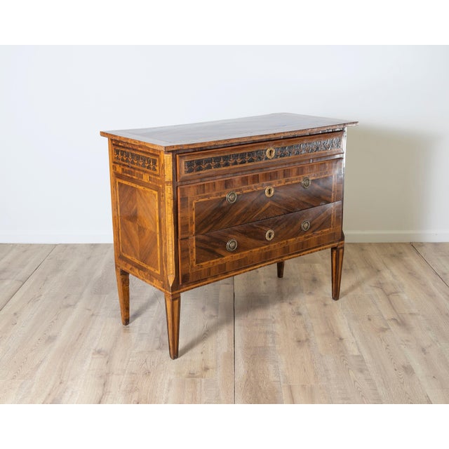 Wood Late 18th Century Veneered Louis XVI Chest Of Drawers For Sale - Image 7 of 11
