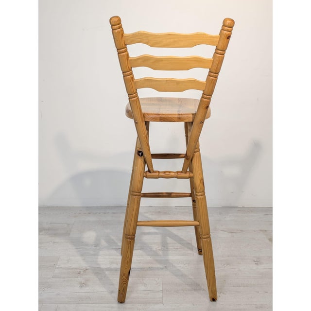 Pine Bar Stool with Backrest For Sale - Image 14 of 18
