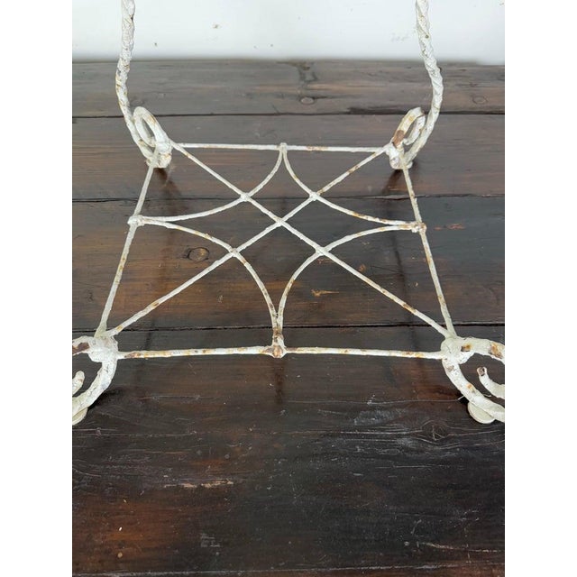 French Provincial Wrought Iron Planter, Distressed White Metal, 1930s For Sale - Image 14 of 14