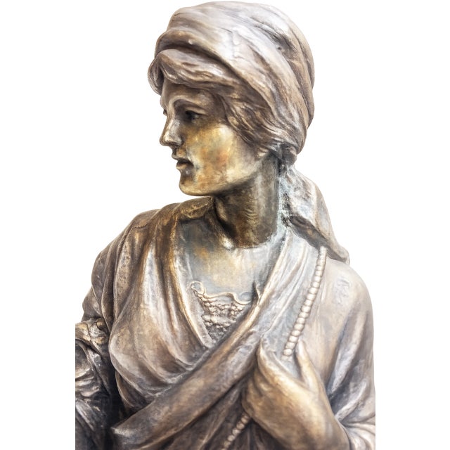 Late 19th Century La Bucheronne - Antique French Spelter Statue of Stick Gatherer on Wood Pedestal For Sale - Image 5 of 7
