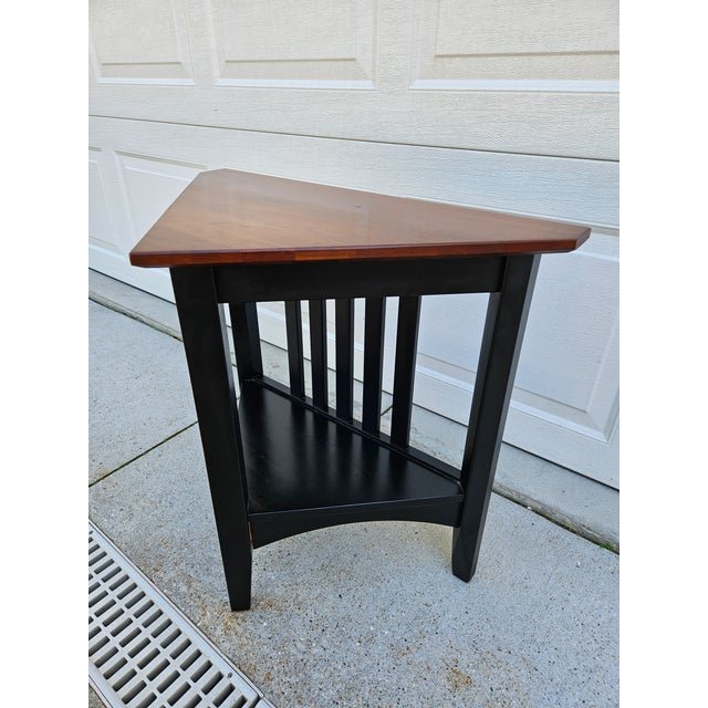 Ethan Allen Cherry Top American Impressions Triangular Side Table For Sale - Image 6 of 9