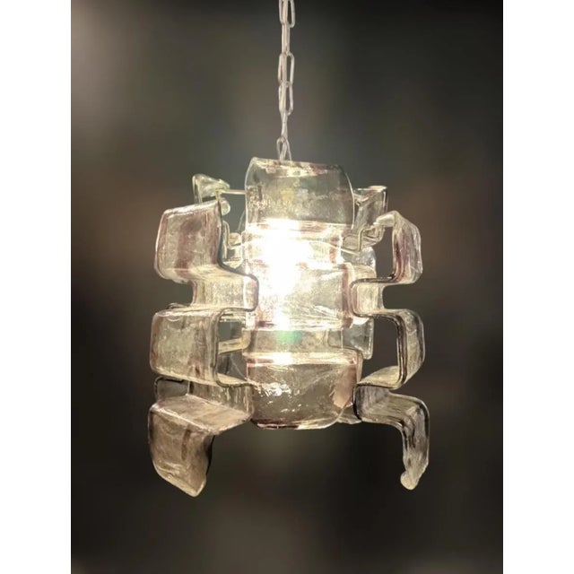 Glass 1970s Smoky Murano Pendant by Carlo Nason for Mazzega For Sale - Image 7 of 8