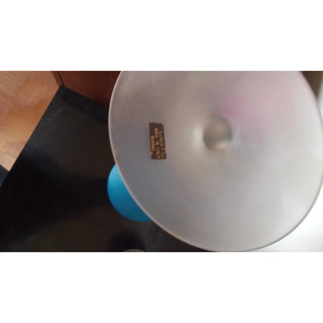 Carlo Moretti 1960s Pair of Carlo Moretti Satinato Murano Glass Blue Goblet Vases For Sale - Image 4 of 7