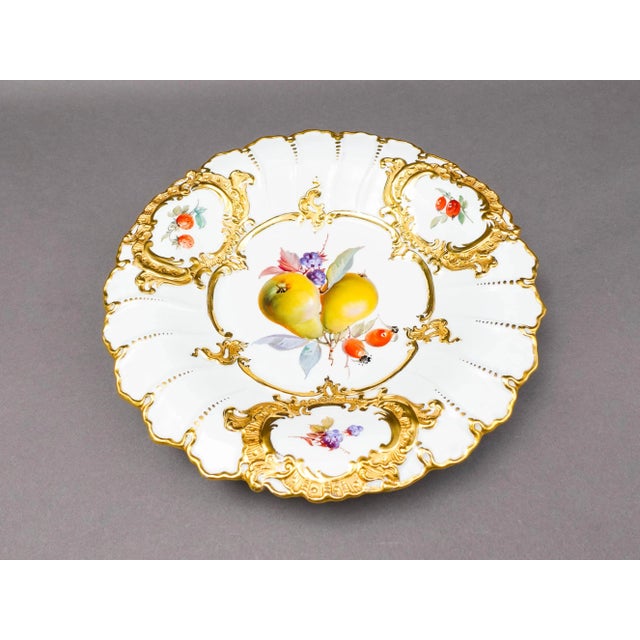 Meissen Porcelain Antique Meissen Gold Gild Fruit Porcelain Centerpiece Serving Bowl Cabinet Plate For Sale - Image 4 of 8