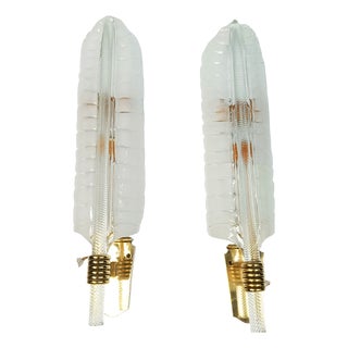 Large Brass and Crystal Sconces attributed to Andre Arbus and Veronese, 1950s, Set of 2 For Sale
