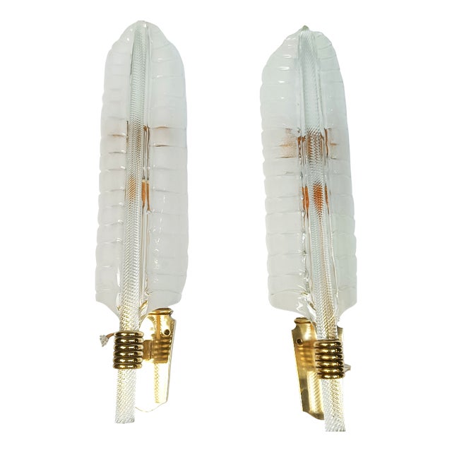 Large Brass and Crystal Sconces attributed to Andre Arbus and Veronese, 1950s, Set of 2 For Sale