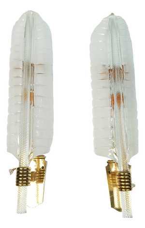 Large Brass and Crystal Sconces attributed to Andre Arbus and Veronese, 1950s, Set of 2