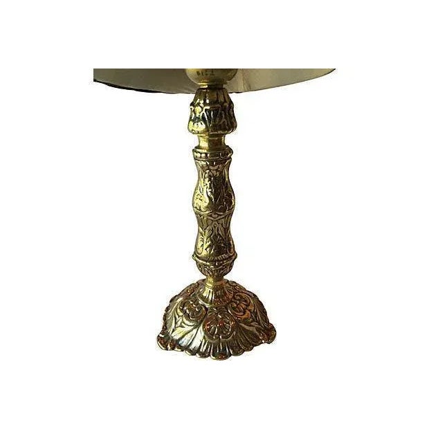 Gustavian (Swedish) Gustavian Style Solid Brass Lamp With Brown Velvet Shade For Sale - Image 3 of 5