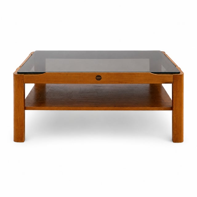 Mid-Century Modern Teak Coffee Table with Smoked Glass and Lower Shelf from Myer, 1960s For Sale - Image 9 of 9