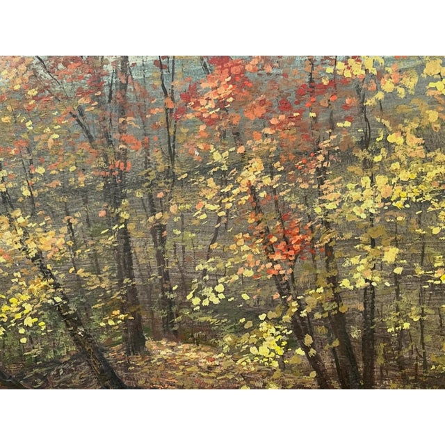 Vintage Original American Impressionist Oil Painting Fall Landscape by John McClusky For Sale - Image 4 of 8