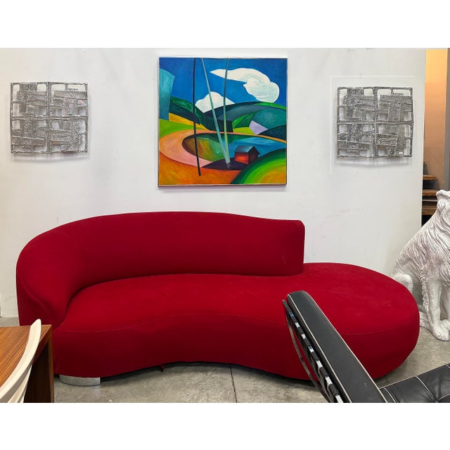 1978 Colorful Cubist Abstract Landscape Oil Painting on Canvas Offered for sale is a 1978 abstract Cubist landscape oil...