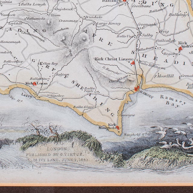 Cream Vintage Isle of Man Map, English, After Thomas Moule, Manx Cartography, Framed For Sale - Image 8 of 12