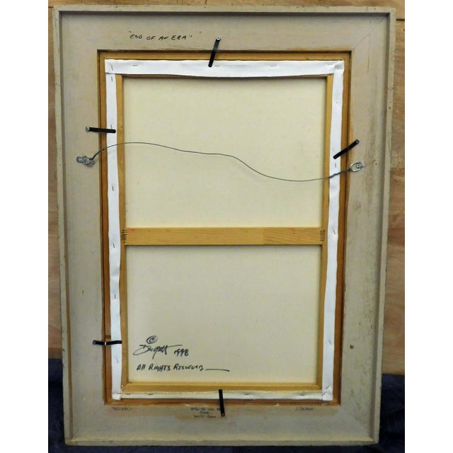 1990s John Demott "End of an Era" Original Oil Painting on Canvas Hand Signed Custom Framed For Sale - Image 4 of 8