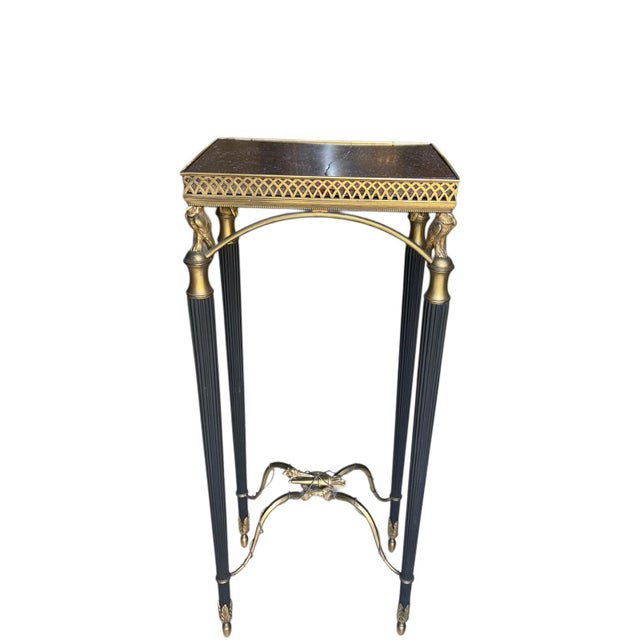 Empire-Style Patinated and Gilt-Bronze Table with Red Porphyry For Sale - Image 9 of 9
