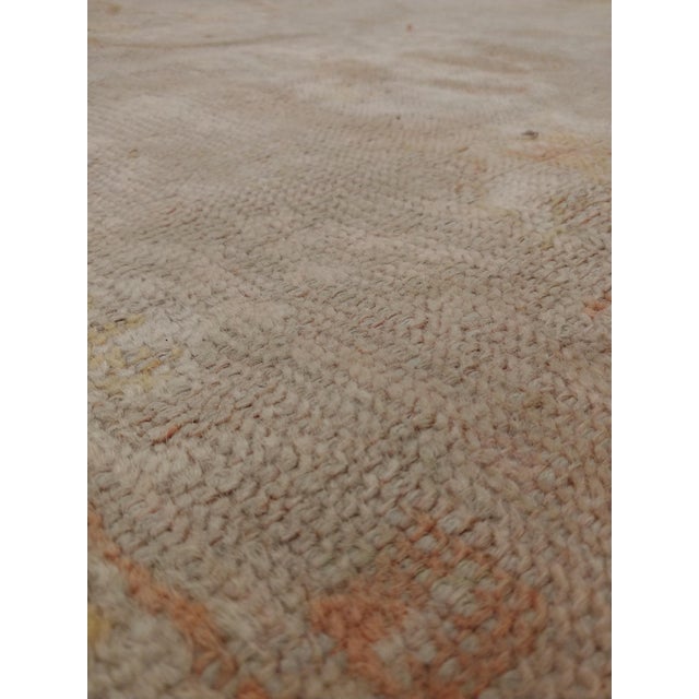 Turkish Antique Oushak Carpet, Handmade Turkish Oriental Rug, Beige, Taupe, Soft Shrimp For Sale - Image 3 of 18