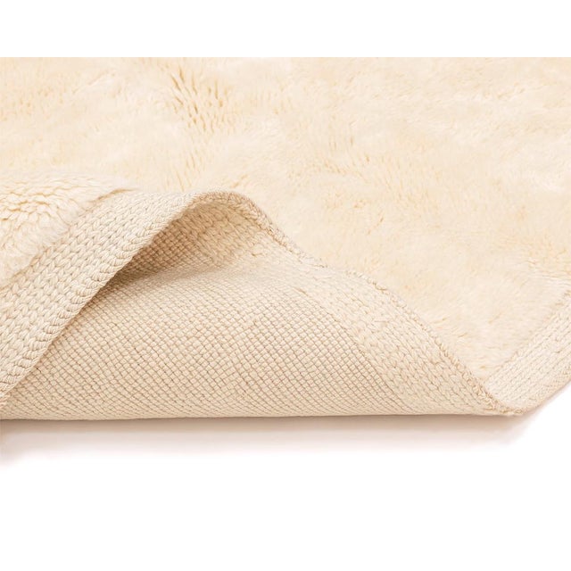 Cloud-Soft Solid Ivory Hand-Knotted Wool Rug | 10'6" X 8'4" | One of a Kind For Sale - Image 6 of 6