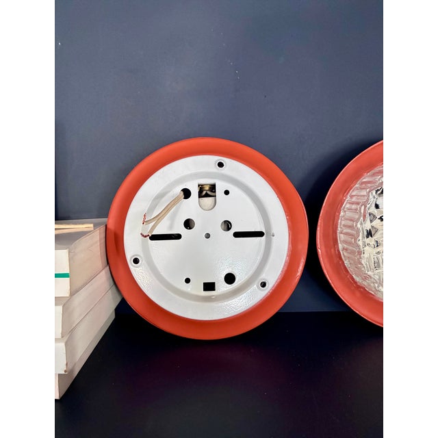 Orange Vintage Cut Glass Wall Lights, 1960s, Set of 2 For Sale - Image 8 of 9