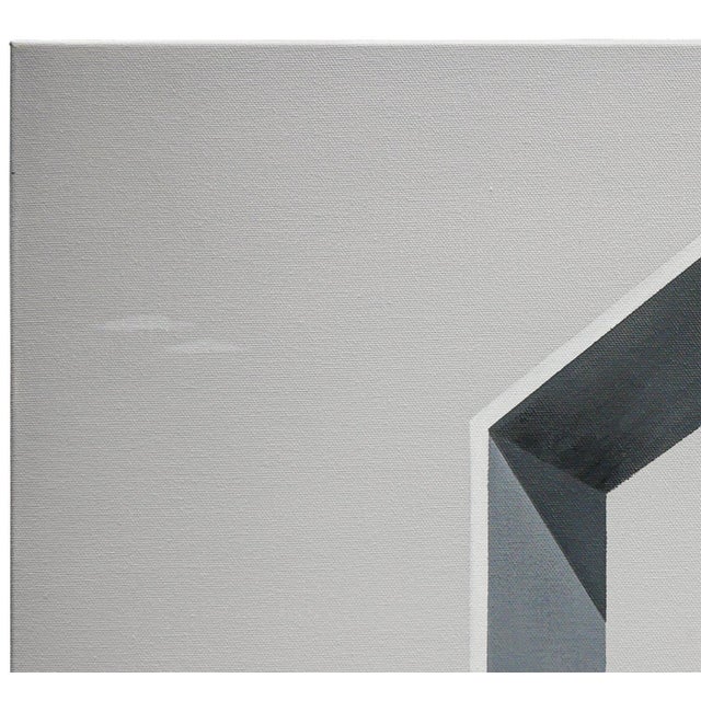 2010s Scott Woodard "Silent but Deadly" Gray Toned Abstract Surrealist Architectural Painting, 2018 For Sale - Image 5 of 11