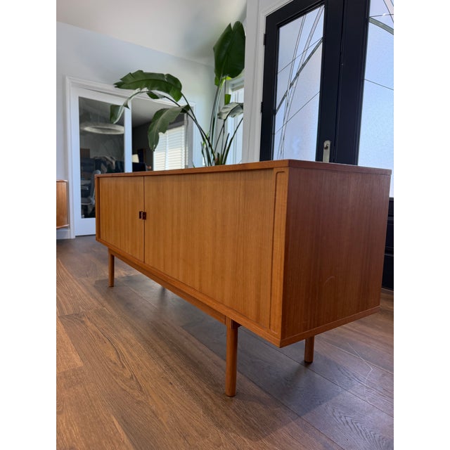 Mid-Century Modern Jens Quistgaard for Peter Løvig Nielsen Danish Modern Teak Tambour Door Credenza, Denmark, C. 1970 For Sale - Image 3 of 17