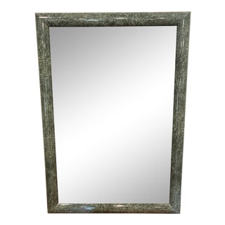 Vintage 80's Post Modern Green Faux Marble Large Wood Mirror For Sale