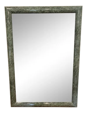 Vintage 80's Post Modern Green Faux Marble Large Wood Mirror