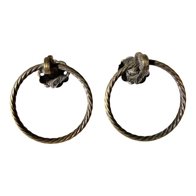 1970s Pair of Brass Wall Towel Rings For Sale