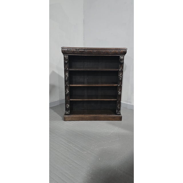 Brown Adjustable Oak Open Library Bookcase, 1880s For Sale - Image 8 of 10