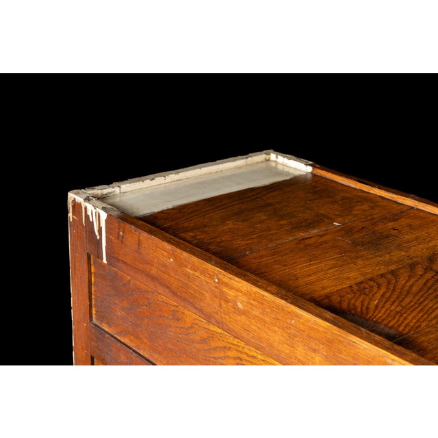 Antique Oak Filing Cabinet With Brass Hardware For Sale - Image 15 of 17