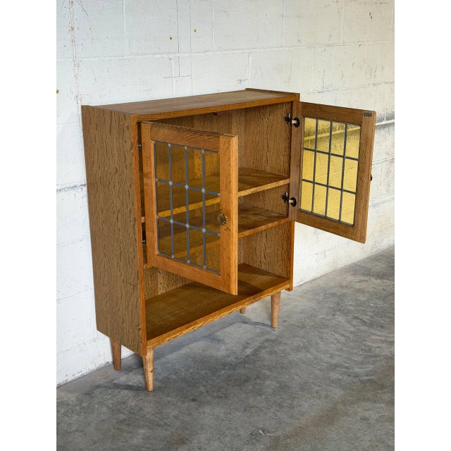Oak Glass Cabinet With Open Shelf Danish Mid-Century Modern 1960s For Sale - Image 11 of 11
