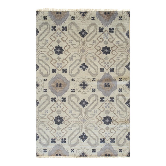 8x10 Quinn Oushak Gray Geometric Modern Hand Knotted Wool Carpet Rug For Sale