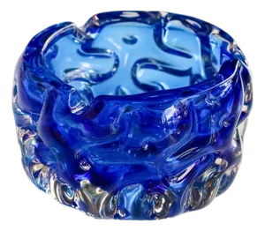 Czech Sculptural Glass Bowl or Ashtray by Pavel Hlava for Crystalex, Nový Bor, 1968