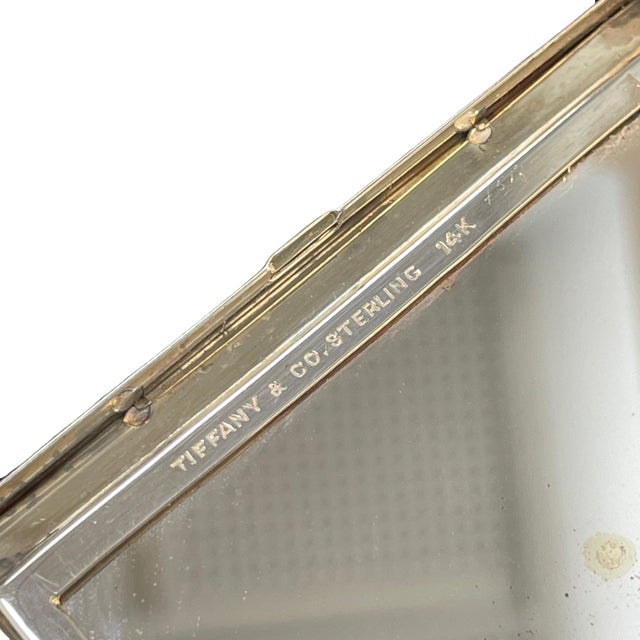 Mid 20th Century Mid 20th Century Tiffany & Co. Sterling Silver & 14k Gold Ruby Vintage Compact For Sale - Image 5 of 5