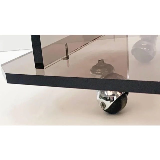 Mid-Century Italian Smoked Acrylic Glass Serving Trolley, 1980s For Sale - Image 18 of 18