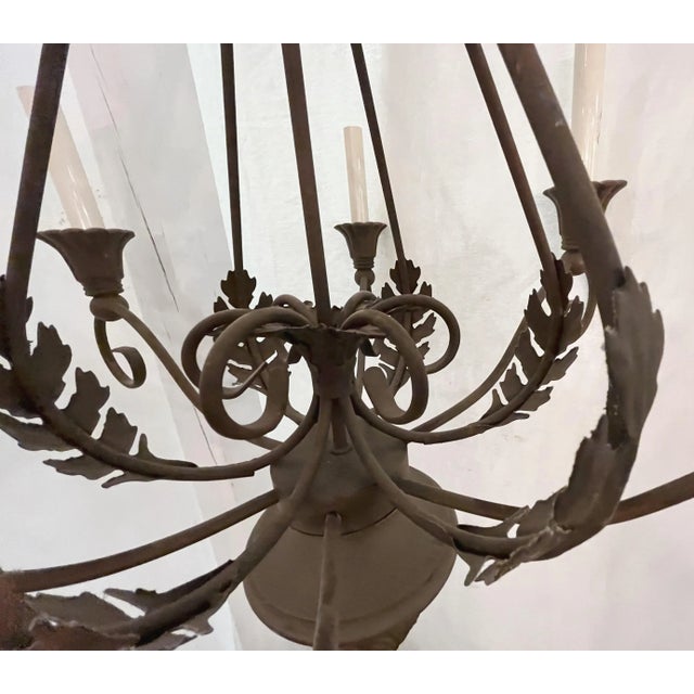 Late 20th Century Vintage Iron 6-Light Rustic Gothic Style Chandelier For Sale - Image 5 of 12