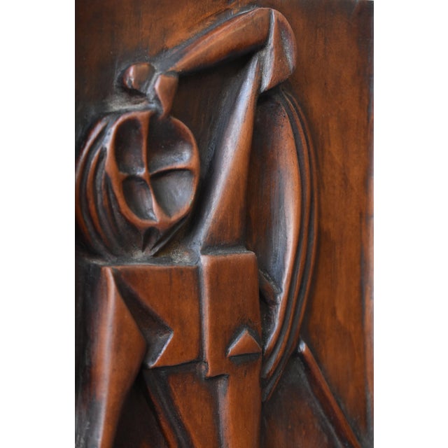 Vintage Cubist Carved Bas Relief Portrait, Circa 1940s For Sale In New York - Image 6 of 12