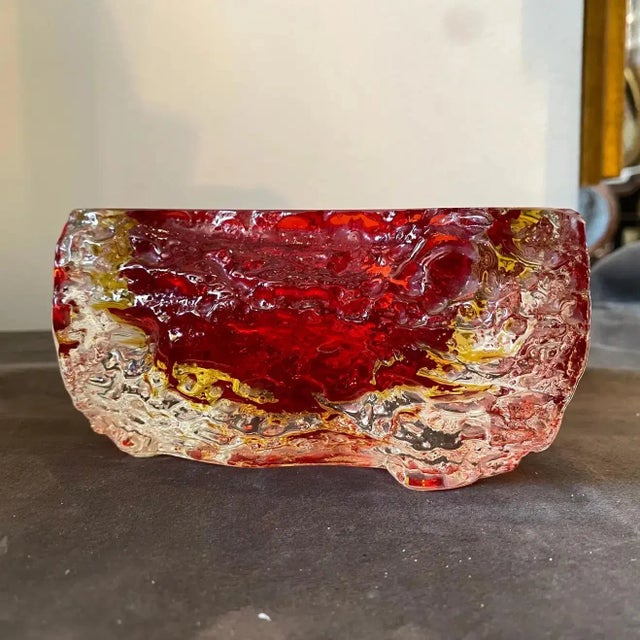 Alessandro Mandruzzato 1970s Mandruzzato Modernist Red Sommerso Murano Glass Ashtray For Sale - Image 4 of 10