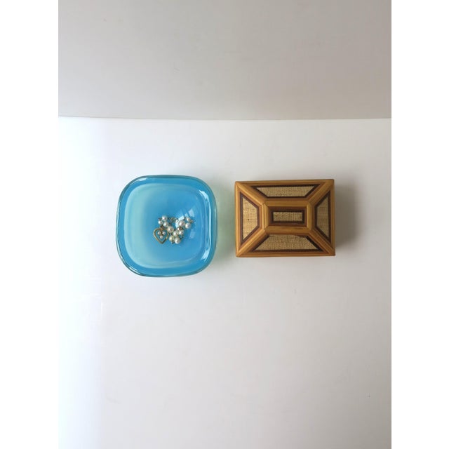 Wood Wicker Linen Jewelry Box For Sale - Image 7 of 12