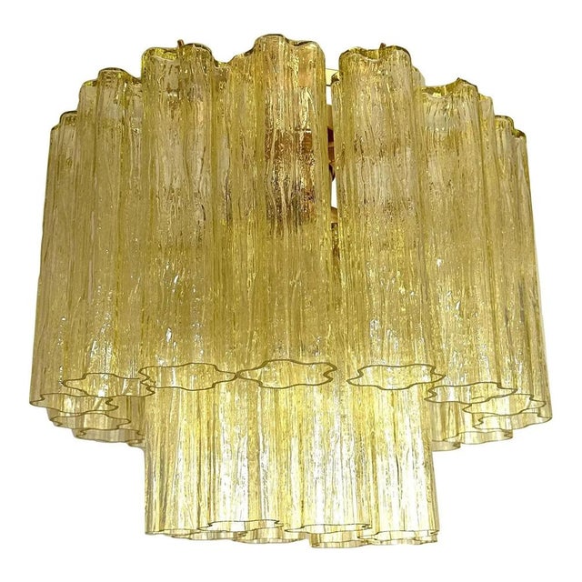 Early 21st Century Handcrafted Flush Mount in Gold with Amber Murano Glass by Simoeng for Simoeng For Sale - Image 5 of 6
