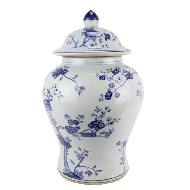 Pair of GOLD RIMMED ginger jars in floral design !8 " high