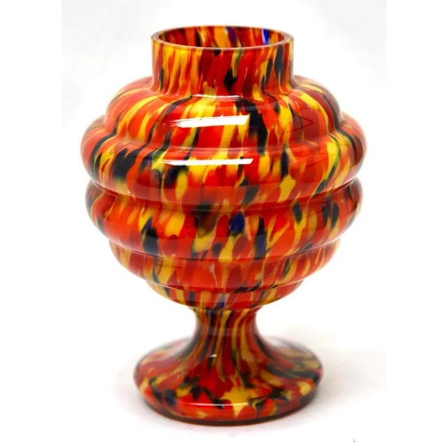 Pique Fleurs Vase in Multi Color Decor with Grille, 1930s For Sale - Image 9 of 13