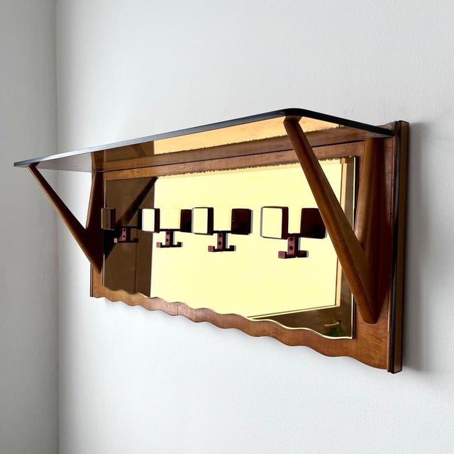 Coat Rack with Mirrored Sections and Glass Hat Shelf For Sale - Image 10 of 10