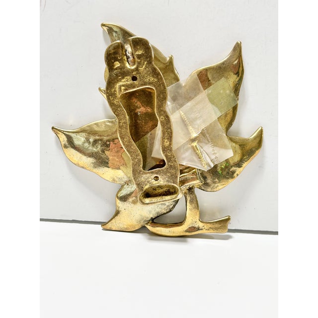 Vintage Solid Brass Leaf Door Knocker, Botanical Entry Hardware, Hollywood Regency Decor For Sale - Image 10 of 10