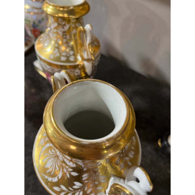 Circa 1800 Pair of Floral Paris Porcelain Urns For Sale - Image 4 of 6