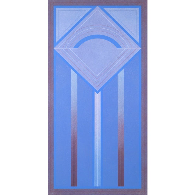 Minimalist geometric abstract by Santa Cruz, California artist Arn Ghigliazza (American, b.1937). Presented in a painted...