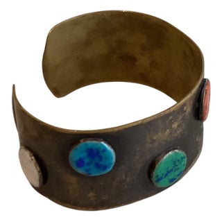 Mid-Century Copper and Enamal Bracelet, 1970s For Sale