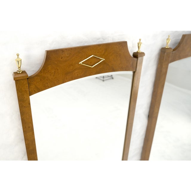 Pair of Hollywood Regency Burl Wood 33x55 Rectangle Wall Mirrors MINT For Sale - Image 10 of 10
