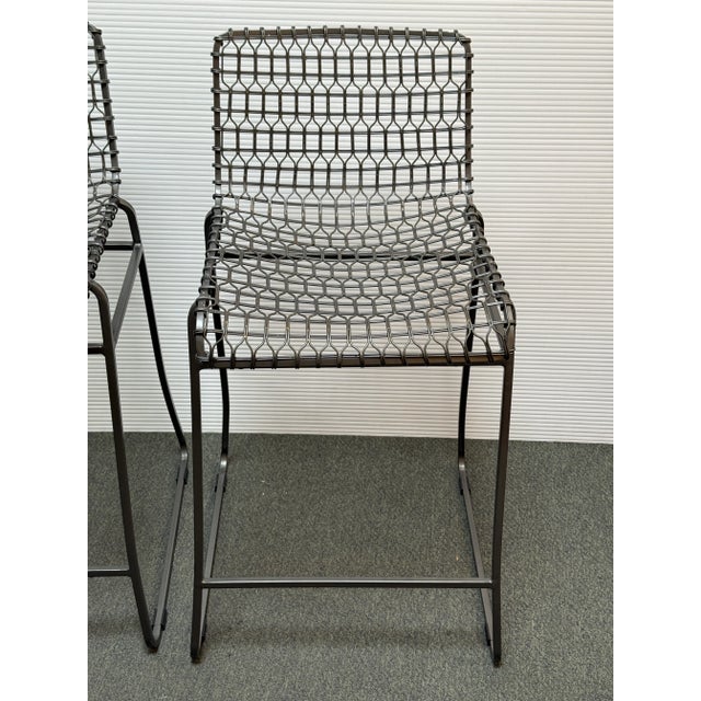 2020s Crate & Barrel Tig Wire Counter Stools, Pair For Sale - Image 5 of 12