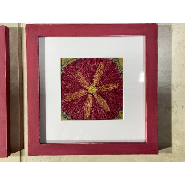 1910s Set of Four 19 Century Antique Silk Suzani Wall Hanging For Sale - Image 5 of 12