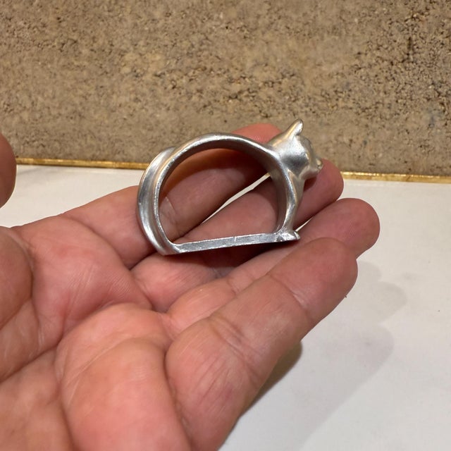 Modern Aluminum Napkin Rings Cat Set of Eight (8) For Sale - Image 9 of 9
