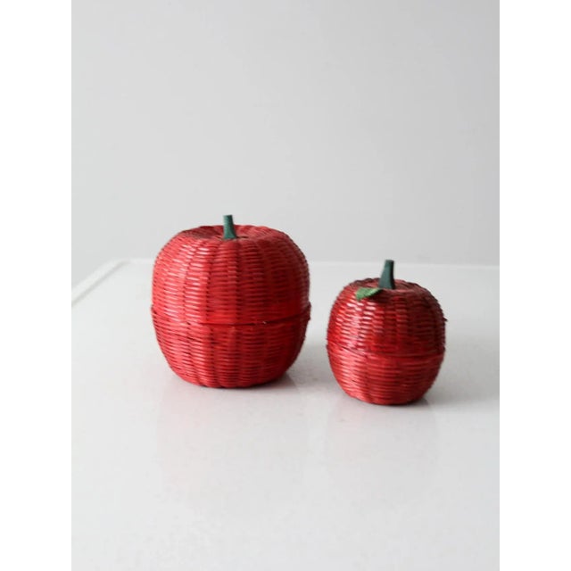 This pair of vintage apple-shaped woven baskets are just the pick of the crop! Red and green never looked so good, and...